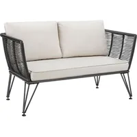 Tectake Garten-Loungesofa Sundo rundes Polyrattan im Rope-Design