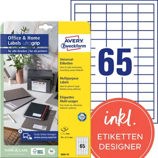 Avery Zweckform 3666-10 Universal-Etiketten 38 x 21.2mm