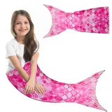 Vegena Meerjungfraue Decke, Meerjungfrauenflosse Kuscheldecke Weicher Sofa Decken Regenbogen Meerjungfrauen Decke für Mädchen Kinder Geschenk zum Geburtstag 145 x 50 cm (Rot)