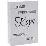 Spetebo - Holz Schlüsselkasten Keys Weiß Mit 6 Haken - 32 X 22 Cm - Schlüssel Schrank Zum Aufhängen - Schlüsselbox Schlüsselhaken Schlüsselablage Landhaus Stil