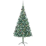 vidaXL Künstlicher Tannenbaum mit LEDs & Kugeln Zapfen 210 cm