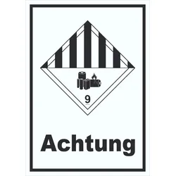 Schild Achtung Lithiumbatterien Achtung Gefahrgutklasse 9a hochkant A6 (105x148mm)