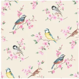 Art for the home Vliestapete Vogel auf Zweig 53 cm 10 m beige