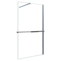 AICA_90x200cm Walk in Duschwand mit Stabilisator 8mm NANO ESG-Glas mit Duschregal Handtuchhalter Duschtrennwand F084