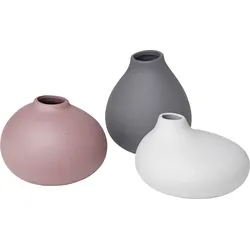 Dekovase BLOMUS "NONA, aus Porzellan, unglasiert", grau (grau (pewter), hellgrau (micro chip), rosa (bark)), Porzellan, Vasen, Vase in 3 unterschiedlichen und außergewöhnlichen Formen