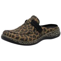 Rieker Clog Hausschuh, Casual-Clog, Sabot, Schlupfschuh mit weicher Innensohle beige|schwarz 38 EU