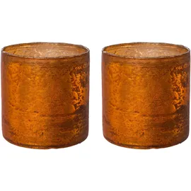 Creativ deco Windlicht Weihnachtsdeko Glas Orange