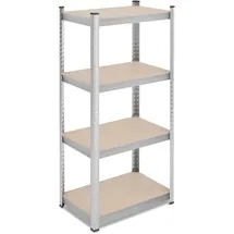 Relaxdays Schwerlastregal, HxBxT: 138x60x40 cm, 200 kg, Stahl, 4 Ebenen, Lagerregal, Keller, Garage, zum Stecken, Silber