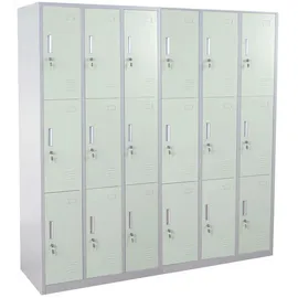 MCW Schließfachschrank Metall 18 Fächer Grün