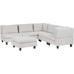 Modulsofa Ecksofa mit Ottomane UNSTAD Helles Beige