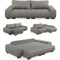 VitaliSpa Sofa PERRY Schlaffunktion - Anthrazit Couch Schlafsofa Schumstoff Grau