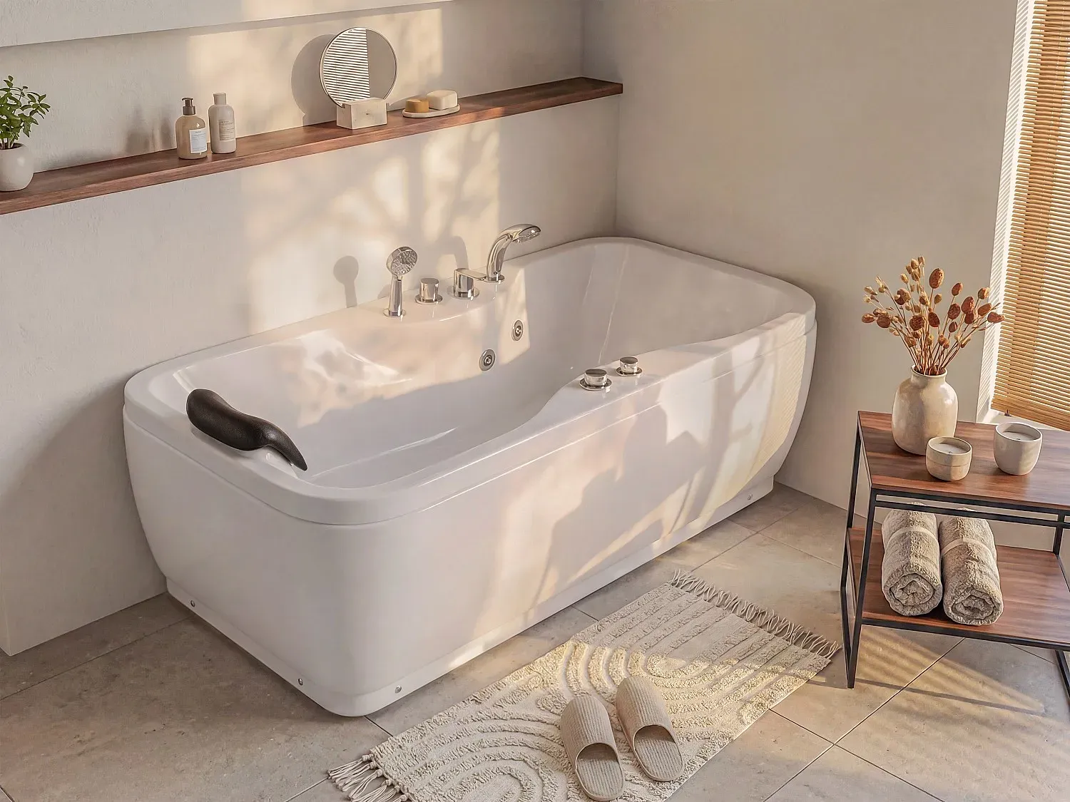 Whirlpool Badewanne - 1 Person  - 140 Liter - Ecke Rechts - GAVINO