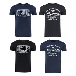 MUSTANG Tshirt Herren Baumwolle Regular Fit 4er Pack Regular Fit Blau L
