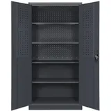 Jan Nowak Werkzeugschrank mit Lochwand BRUNO 5 Ebenen Abschließbar Metallschrank mit Werkzeugwand Werkstattschrank 185x92x50cm Anthrazit