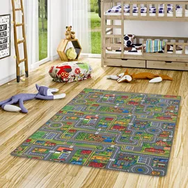 Snapstyle Kinder Spiel Straßenteppich Grau, Grün, 200x300cm