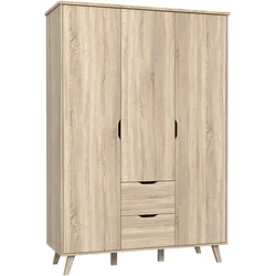 Drehtürenschrank FORTE "Vankka, OTTOs Choice, Kleiderschrank, viel Stauraum", somona eiche, B:139,4cm H:201,5cm T:52,7cm, Schränke, Made in Europe,mit Einlegeböden+Kleiderstange+Schubladen,grifflos, Topseller