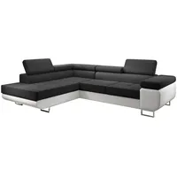 Furnix Ecksofa Zante Eckcouch L-Form Sofa mit Schlaffunktion Eco-Leder-Plüschlook, mit Relaxfunktion schwarz