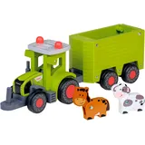 Happy People CLAAS Spielzeug-Traktor mit Anhänger Axion 870 + Animal 36 cm