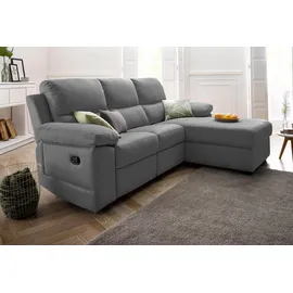 Atlantic Home Collection Ecksofa Conrad L-Form mit Relaxfunktion und Bettkasten 3-Sitzer Grau