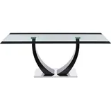 Tisch für 8 Plätze aus MDF, gehärtetem Glas und Edelstahl - schwarz - MEZZO II - Transparent/Schwarz
