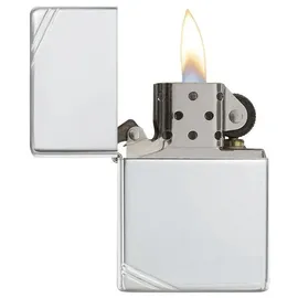 Zippo Sturmfeuerzeug High Polish Sterling Silver with Slashes, Benzinfeuerzeug