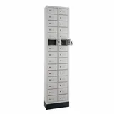 Schrank & Stuhl Mini-Schließfächer | Wertfachschrank | Handytresor 30 Abteile, 195x46x20, Zylinderschlösser, Lieferung komplett montiert, Grau
