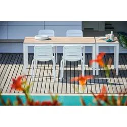 Outdoor Tisch Quadrat Teak / weiß 80x50