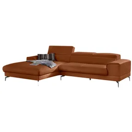 W.Schillig Ecksofa »piedroo, Designsofa mit tollem Sitzkomfort, bequem und elegant, L-Form«, Kopfteilverstellung, wahlweise mit Sitztiefenverstellung, Breite 303cm braun