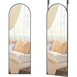 SONGMICS Wandspiegel Ganzkörperspiegel 120 x 40 cm – Aluminiumrahmen, rechteckig/gewölbt