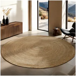 tectake® Handgewebter Teppich, verschiedene Größen, aus Jute, 100 % Naturfasern, strapazierfähig und pflegeleicht