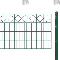 Arvotec Doppelstabmattenzaun "ESSENTIAL 80 zum Einbetonieren "Karo" mit Zierleiste" Zaunelemente Zaunhöhe 80 cm, Zaunlänge 2 - 60 m Gr. H/L: 80cm x 38 m, Pfosten: 20 St., grün (dunkelgrün)