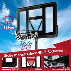 Costway Basketballständer 130-305 cm höhenverstellbar, Basketballkorb mit Ständer & 2 Rädern