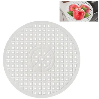 Spulbeckeneinlag Rund Waschbeckenunterlage Silikon Spülmatte für Spülbecken Schneidbare rutschfeste Ablaufmatte Schutzmatte Spülbeckeneinlage Sink Mat Geeignet für Geschirr und Becken(Weiß)
