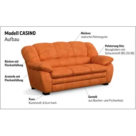 Cotta Polstergarnitur COTTA "Casino", braun (mud,), H:88cm T:92cm, FSC-zertifizierter Holzwerkstoff, Sitzmöbel-Sets, Sessel, 2-Sitzer, 2,5-Sitzer, hohe Rückenlehne