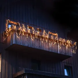 MARELIDA LED Solar Lichterkette bernstein LED - 8 Modi USB Garten Outdoor Außen