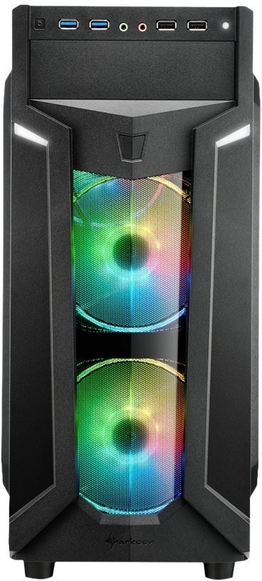 Sharkoon PC-Gehäuse SHARKOON VG6-W RGB Computer-Gehäuse Midi ATX Tower Schwarz (VG6-W RGB)