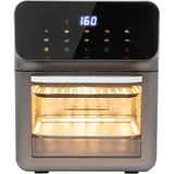 Minibackofen, 13L 1350W Elektrobackofen mit Grillpfanne, Mini backofen Pizzaofen mit Einstellbarer Temperatur und Zeit(15-60min), Tischplatte Backofen für Backen Fleisch, Pizza, Fisch, Brot (Schwarz)