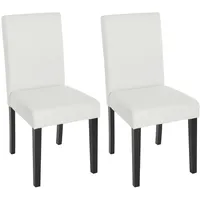 Mendler 2er-Set Esszimmerstuhl Stuhl Küchenstuhl Littau ~ Kunstleder, weiß