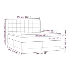 vidaXL Boxspringbett mit Matratze & LED Schwarz 160x200 cm Samt
