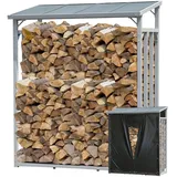 Quick Star Kaminholzregal 130 x 70 x 185 cm mit Wetterschutz Garten Kaminholzunterstand 1,6 m3 Kaminholzlager Stapelhilfe Aussen