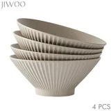 JIWOO Ramen Schüssel Set 4-teilig Suppenteller Ø 20cm Tiefe Teller Set Keramik Bowl Schüssel mikrowellen spülmaschinengeeignet, Japanische Suppenschale für Ramen Suppe Salat Spaghetti