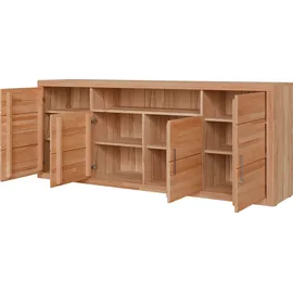 OTTO home Sideboard OTTO HOME "Logo,200cm breit,42 cm tief,Fronten Massivholz,11 Fächer", beige (kernbuche teilmassiv), B:200cm H:80cm T:42cm, Holz teilmassiv, Sideboards, Sideboard, Kernbuche massiv, Holzwerkstoff, 4Türen,11 Fächer,Böden versetzbar