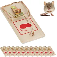 Relaxdays 12er Set Mausefalle, Klassische Mäusefallen, wiederverwendbar, giftfrei, Schlagfalle,