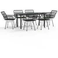 VidaXL 7-tlg. Garten-Essgruppe Schwarz Poly Rattan