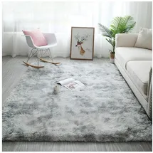 luxuskollektion Langflor Hochflorteppich 140 x 200 cm Grau/Weiß