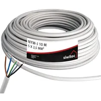 Siwitec NYM-Kabel, NYM-J 5x2,5 mm2, 10 m Stromkabel, Mantelleitung,