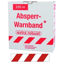 FLUID 100551 Absperrband Warnband ROBUST Rot Weiß quer gestreift Länge 250m