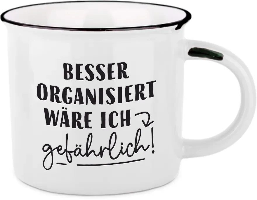 GRAFiK WERKSTATT Vintage Becher Besser Organisiert - weiß