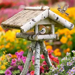 VOSS.garden Holm - preiswertes Reetdach-Vogelhaus mit Ständer