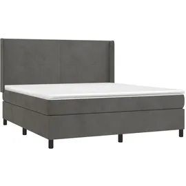 vidaXL Boxspringbett mit Matratze & LED Dunkelgrau 180x200 cm Samt